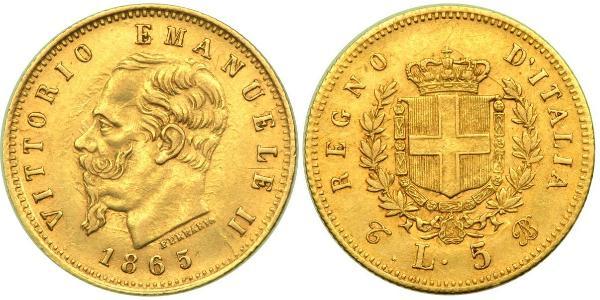 5 Lira 意大利王國 (1861-1946) 金 维托里奥·埃马努埃莱二世