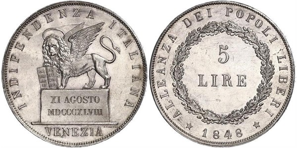 5 Lira Italian city-states 銀 