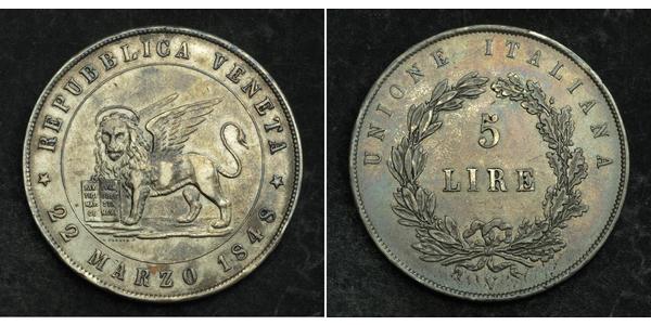 5 Lira Italian city-states 銀 