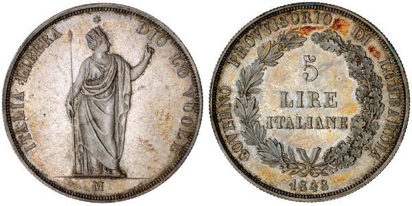 5 Lira Italian city-states 銀 