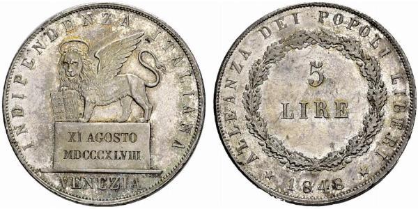 5 Lira Italian city-states 銀 