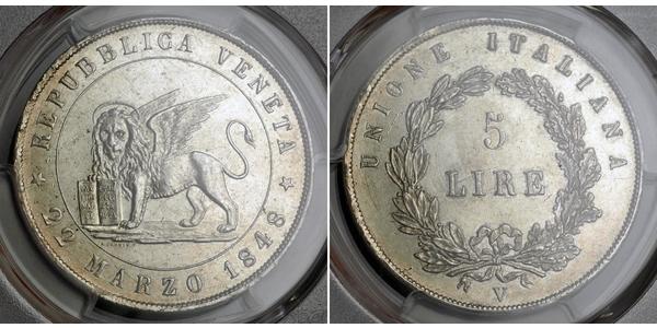 5 Lira Italian city-states 銀 