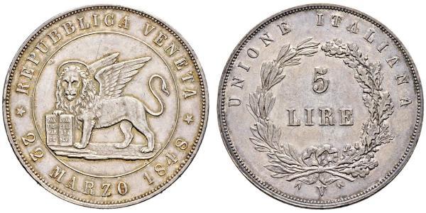 5 Lira Italian city-states 銀 