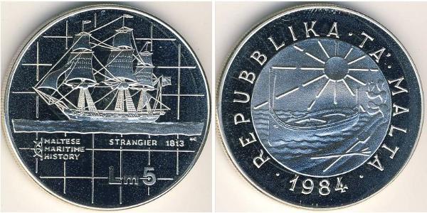 5 Lira Malta 銀 