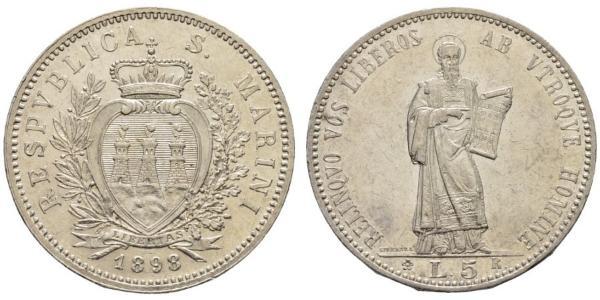 5 Lira San Marino 銀 