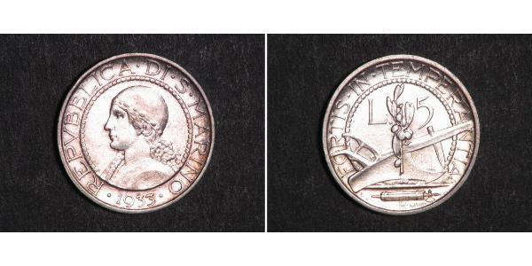 5 Lira San Marino 銀 