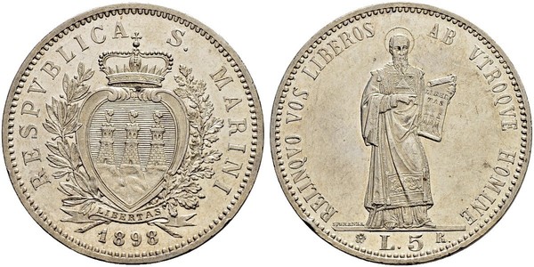 5 Lira San Marino 銀 