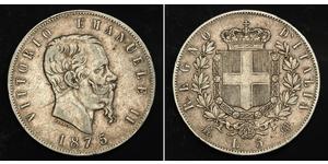 5 Lira 意大利王國 (1861-1946) 銀 维托里奥·埃马努埃莱二世