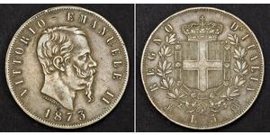 5 Lira 意大利王國 (1861-1946) 銀 维托里奥·埃马努埃莱二世
