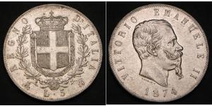 5 Lira 意大利王國 (1861-1946) 銀 维托里奥·埃马努埃莱二世