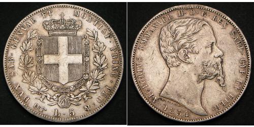 5 Lira 意大利王國 (1861-1946) 銀 维托里奥·埃马努埃莱二世