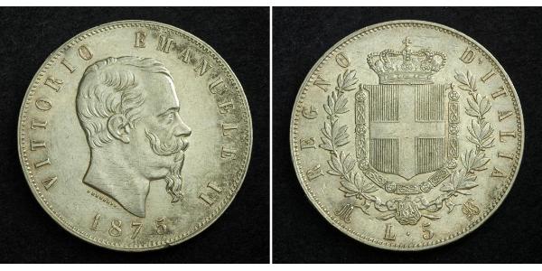5 Lira 意大利王國 (1861-1946) 銀 维托里奥·埃马努埃莱二世
