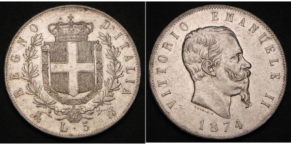 5 Lira 意大利王國 (1861-1946) 銀 维托里奥·埃马努埃莱二世