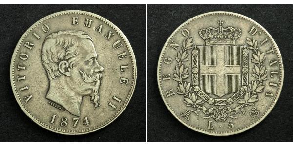 5 Lira 意大利王國 (1861-1946) 銀 维托里奥·埃马努埃莱二世