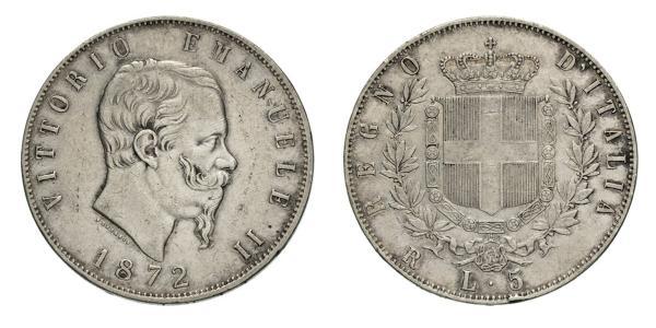 5 Lira 意大利王國 (1861-1946) 銀 维托里奥·埃马努埃莱二世