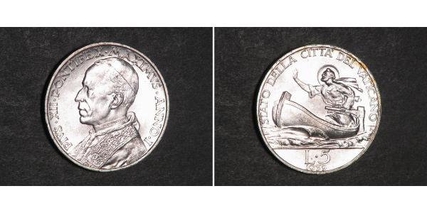 5 Lira 梵蒂冈 銀 Pope Pius XII  (1876 - 1958)