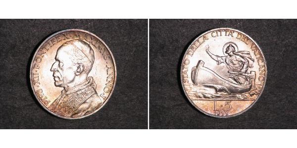 5 Lira 梵蒂冈 銀 Pope Pius XII  (1876 - 1958)