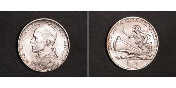 5 Lira 梵蒂冈 銀 Pope Pius XII  (1876 - 1958)