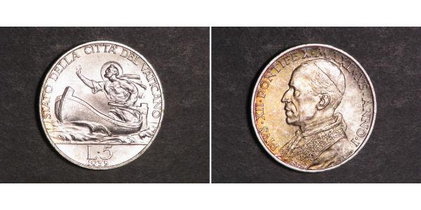 5 Lira 梵蒂冈 銀 Pope Pius XII  (1876 - 1958)