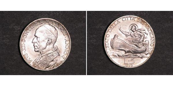 5 Lira 梵蒂冈 銀 Pope Pius XII  (1876 - 1958)