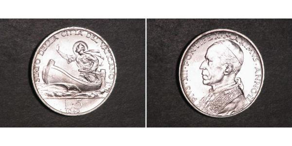 5 Lira 梵蒂冈 銀 Pope Pius XII  (1876 - 1958)