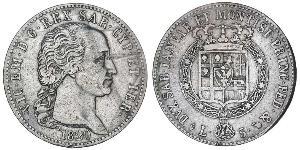 5 Lira 薩丁尼亞王國 (1324 - 1861) 銀 維托里奧·埃馬努埃萊一世