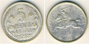 5 Litas Lithuania (1991 - ) Silver 