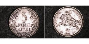 5 Litas Lithuania (1991 - ) Silver 