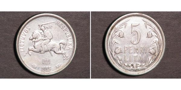 5 Litas Lithuania (1991 - ) Silver 