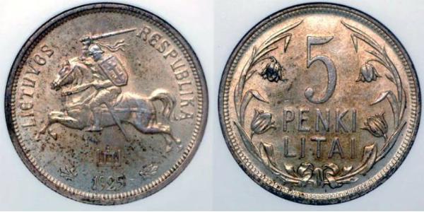 5 Litas Lituanie (1991 - )  