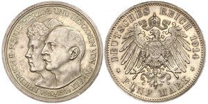 5 Mark Anhalt-Dessau (1603 -1863) Argent Frédéric II d