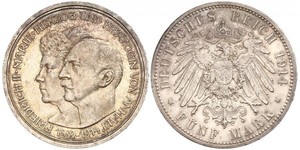 5 Mark Anhalt-Dessau (1603 -1863) Argent Frédéric II d