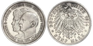 5 Mark Anhalt-Dessau (1603 -1863) Argent Frédéric II d