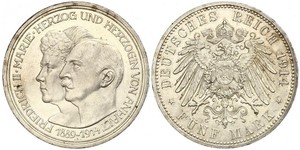 5 Mark Anhalt-Dessau (1603 -1863) Argent Frédéric II d