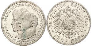 5 Mark Anhalt-Dessau (1603 -1863) Argent Frédéric II d