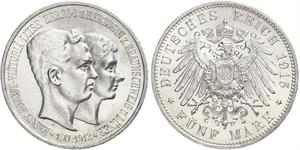 5 Mark Duché de Brunswick (1815 - 1918) Argent Ernest-Auguste III de Hanovre (1887 - 1953)