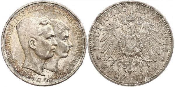 5 Mark Duché de Brunswick (1815 - 1918) Argent Ernest-Auguste III de Hanovre (1887 - 1953)
