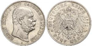 5 Mark Duché de Saxe-Altenbourg  (1826 - 1920) Argent Ernest Ier de Saxe-Altenbourg (1826 - 1908)