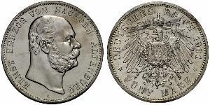 5 Mark Duché de Saxe-Altenbourg  (1826 - 1920) Argent Ernest Ier de Saxe-Altenbourg (1826 - 1908)