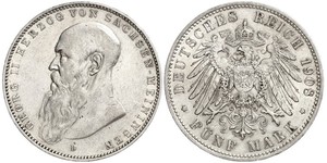 5 Mark Duché de Saxe-Meiningen (1680 - 1918) Argent Georges II de Saxe-Meiningen-Hildburghausen