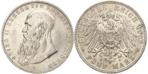 5 Mark Duché de Saxe-Meiningen (1680 - 1918) Argent Georges II de Saxe-Meiningen-Hildburghausen