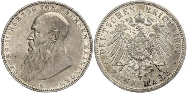 5 Mark Duché de Saxe-Meiningen (1680 - 1918) Argent Georges II de Saxe-Meiningen-Hildburghausen