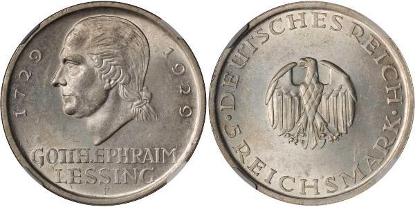 5 Mark Empire allemand (1871-1918) Argent Gotthold Ephraim Lessing