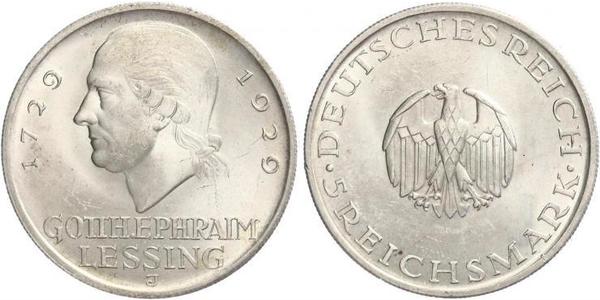 5 Mark Empire allemand (1871-1918) Argent Gotthold Ephraim Lessing