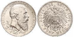 5 Mark Empire allemand (1871-1918) / Grand-duché de Bade (1806-1918) Argent Frédéric Ier de Bade (1826-1907) (1826 - 1907)