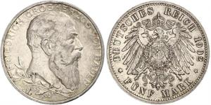 5 Mark Empire allemand (1871-1918) / Grand-duché de Bade (1806-1918) Argent Frédéric Ier de Bade (1826-1907) (1826 - 1907)