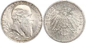 5 Mark Empire allemand (1871-1918) / Grand-duché de Bade (1806-1918) Argent Frédéric Ier de Bade (1826-1907) (1826 - 1907)