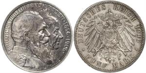 5 Mark Empire allemand (1871-1918) / Grand-duché de Bade (1806-1918) Argent Frédéric Ier de Bade (1826-1907) (1826 - 1907)