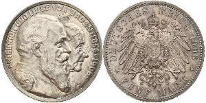 5 Mark Empire allemand (1871-1918) / Grand-duché de Bade (1806-1918) Argent Frédéric Ier de Bade (1826-1907) (1826 - 1907)