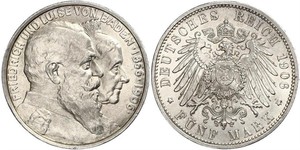 5 Mark Empire allemand (1871-1918) / Grand-duché de Bade (1806-1918) Argent Frédéric Ier de Bade (1826-1907) (1826 - 1907)